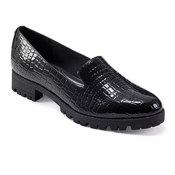 Easy Spirit Women's Size 6 Geva Loafers 6M Black Crocodile Design - Picture 1 of 10